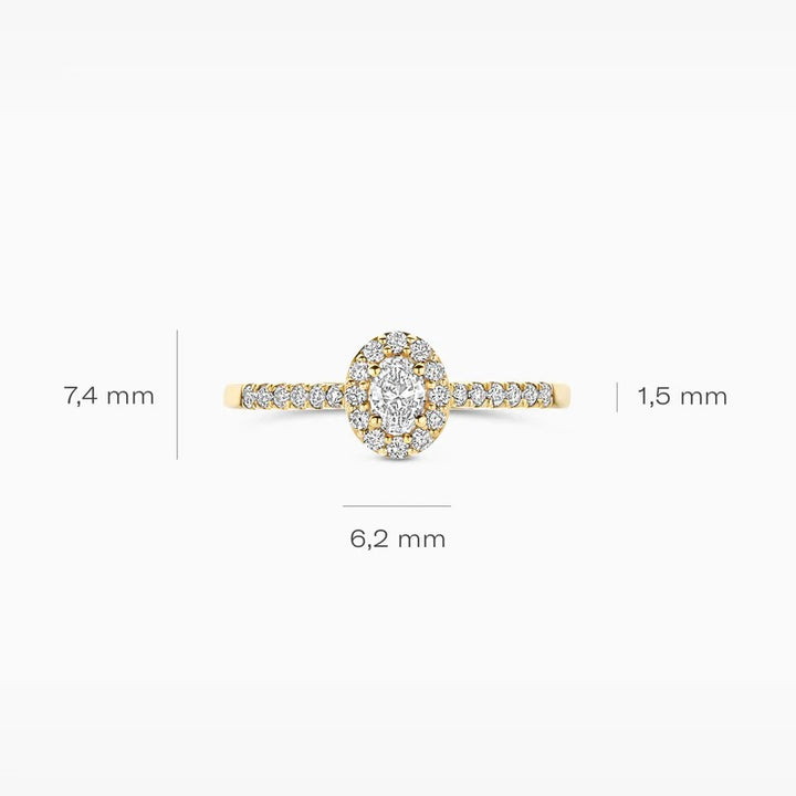 14K Geelgouden Ring met Ovale Lab Grown Diamant – LG1045Y