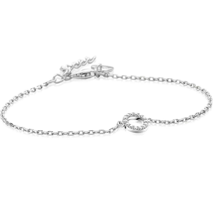 ZINZI zilveren armband met open rondje (7,5mm) bezet met witte zirconia&