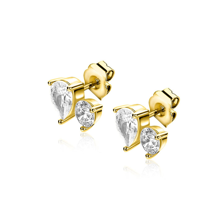 ZINZI gold plated zilveren oorstekers peer- en rondvormig met zirkonia ZIO2726Y