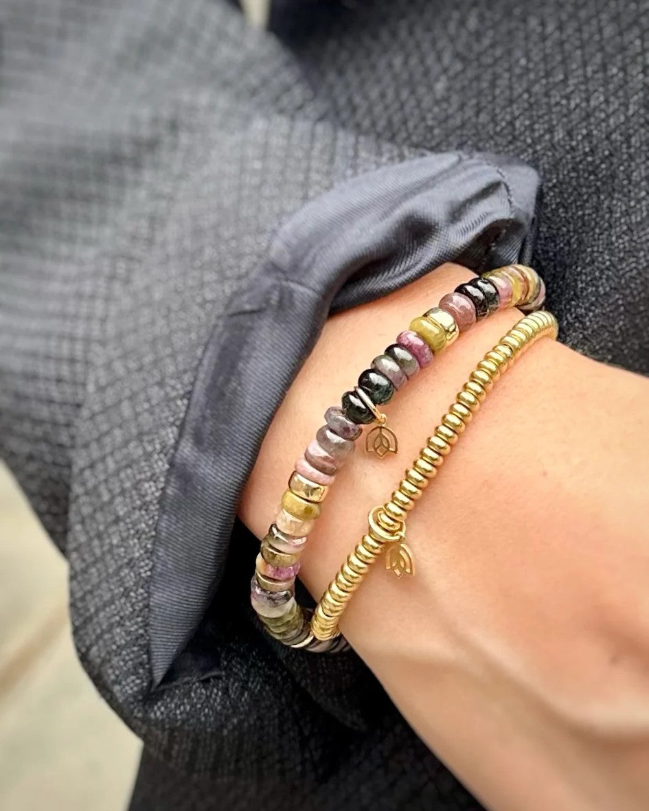 Y&G edelstenen armband | Toermalijn & 14k goud 7041-S