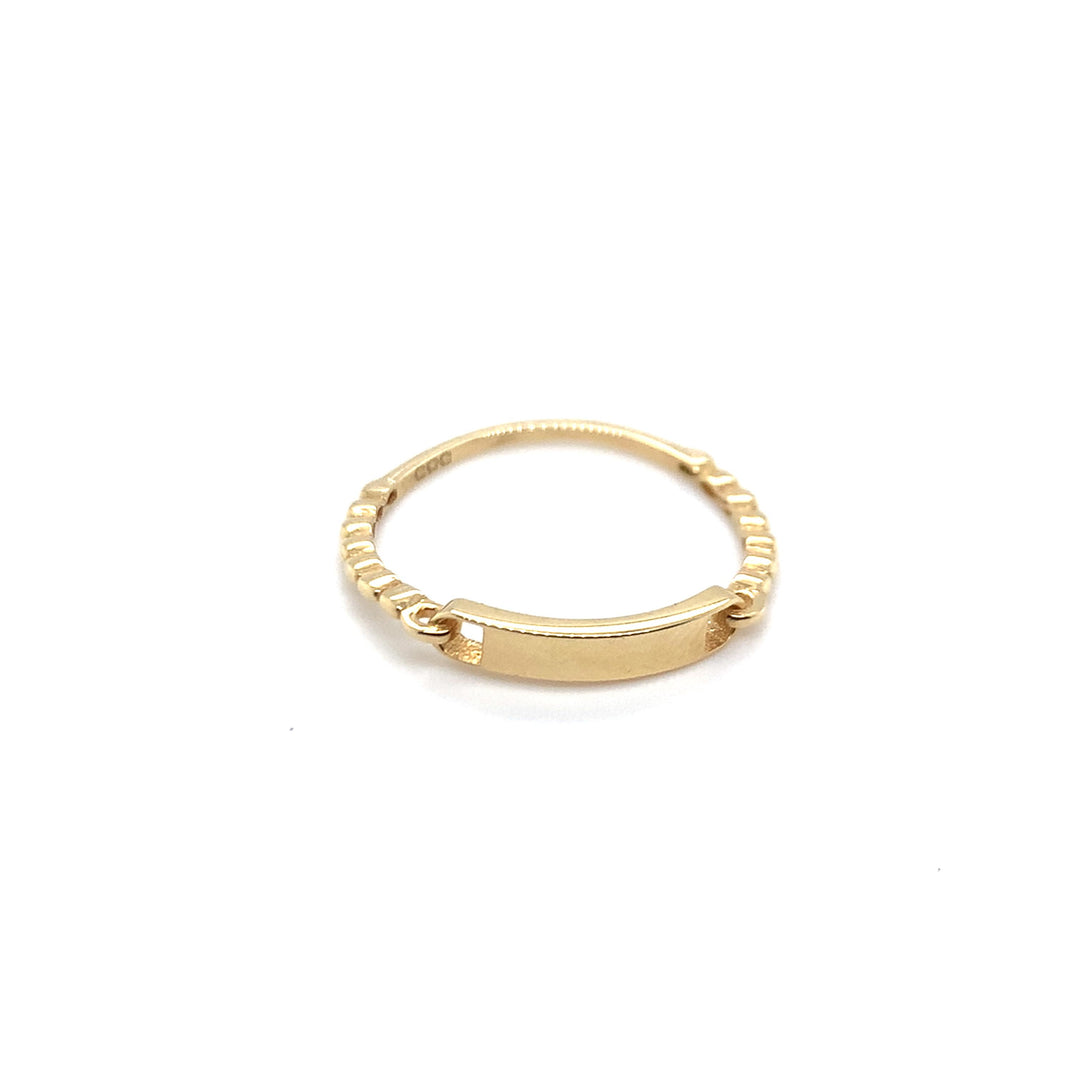 14 kt ring met plaatje en bolletjes 940104321000012