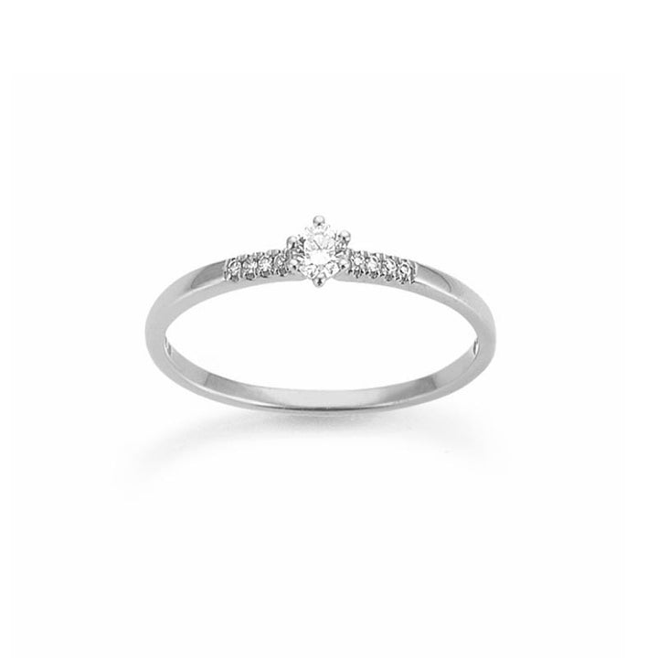 14 Karaat Witgouden Diamanten Ring 0,10 ct – First Love Collectie