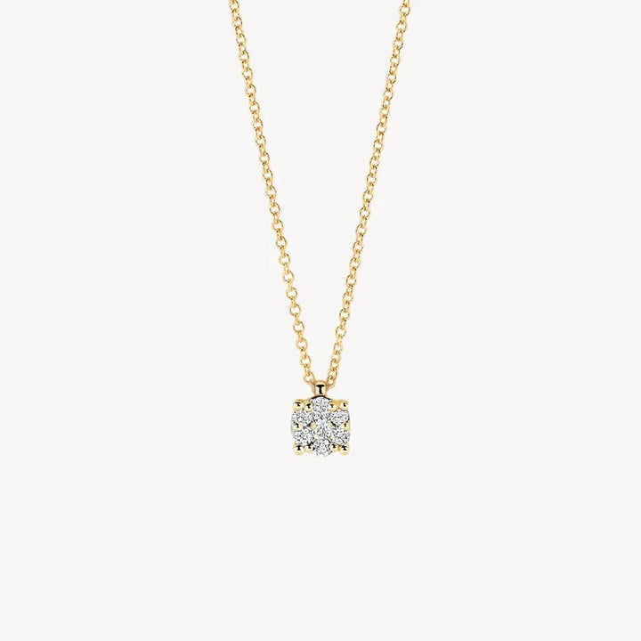 Collier met Diamant in 4.4 mm Chaton-Zetting – 14k Geelgoud 3619YDI