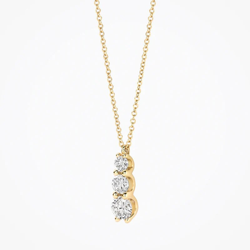 14k Geelgouden Collier met Drie Lab-Grown Diamanten LG3020Y