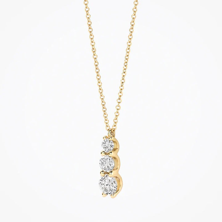 14k Geelgouden Collier met Drie Lab-Grown Diamanten LG3020Y