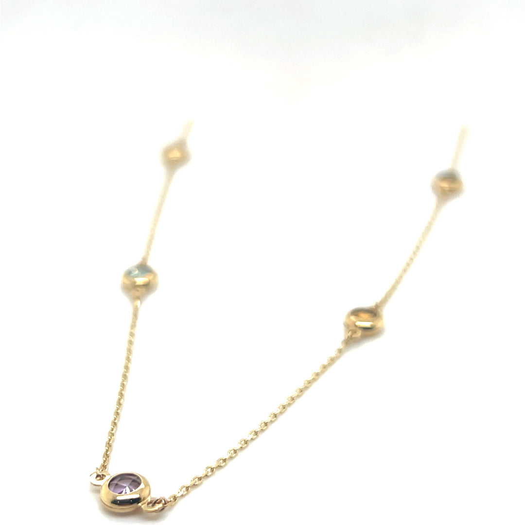 14 kt collier multicolor edelsteen 42-45cm