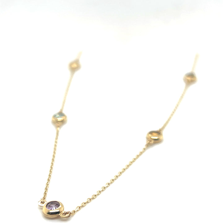 14 kt collier multicolor edelsteen 42-45cm