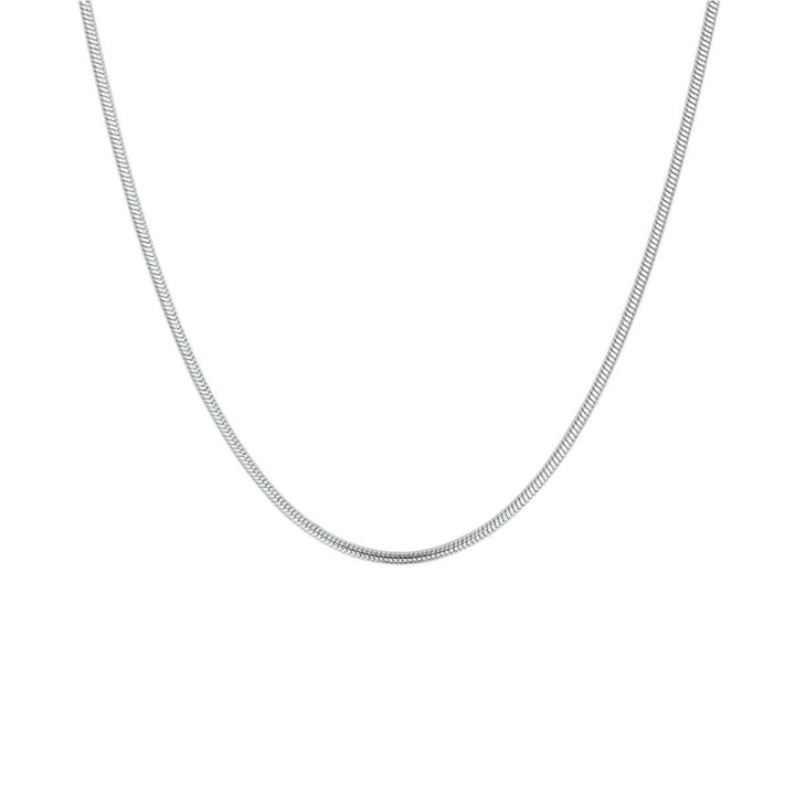 Zilver gerhodineerd collier slang rond 1,4 mm 42cm