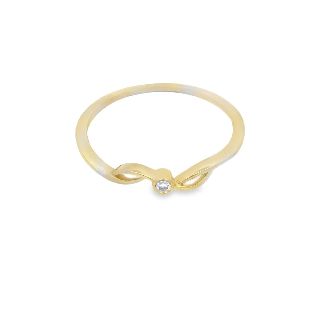 14 Karaat Geelgouden Slagring met Diamant 0,018 ct