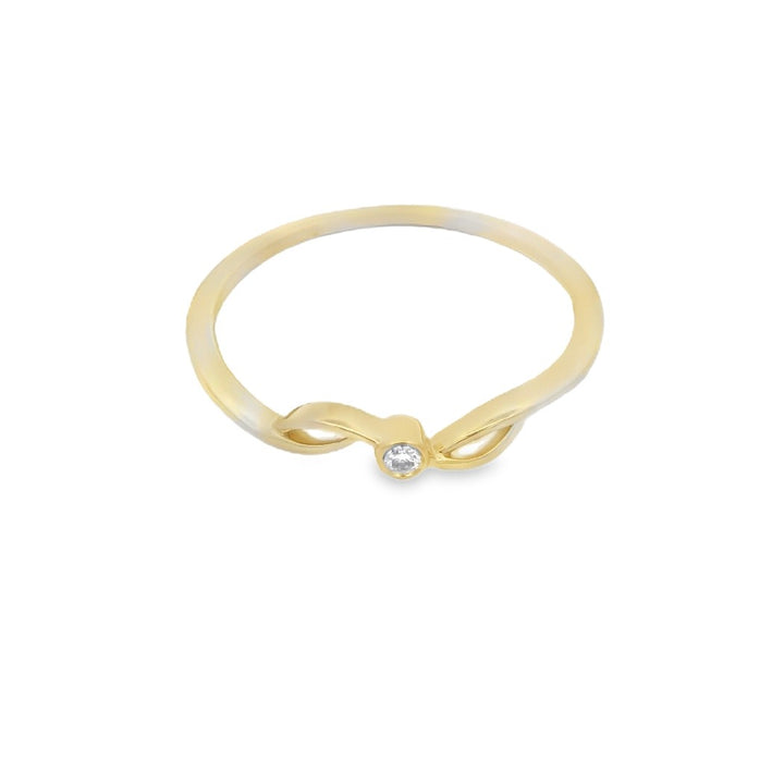 14 Karaat Geelgouden Slagring met Diamant 0,018 ct