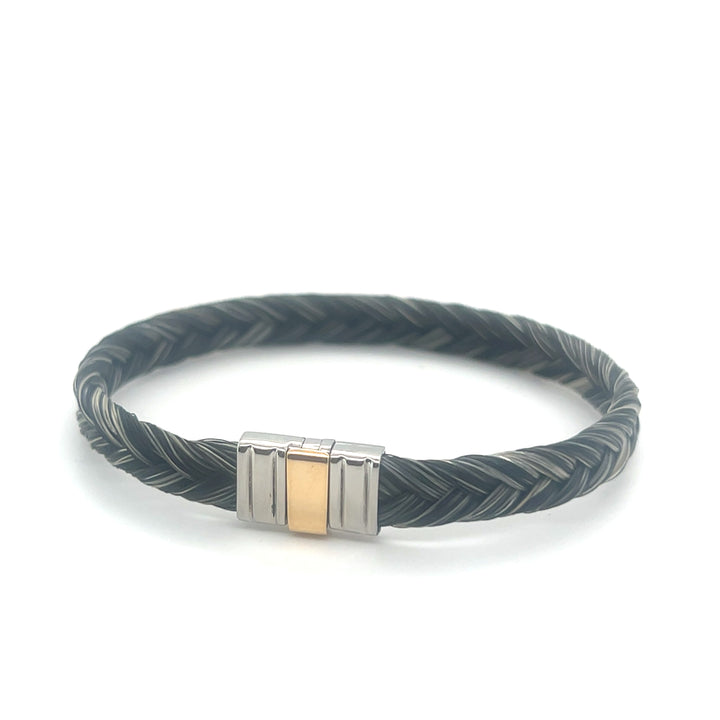 Gevlochten paardenhaar armband 18kt goud/staal 699 P CH OR