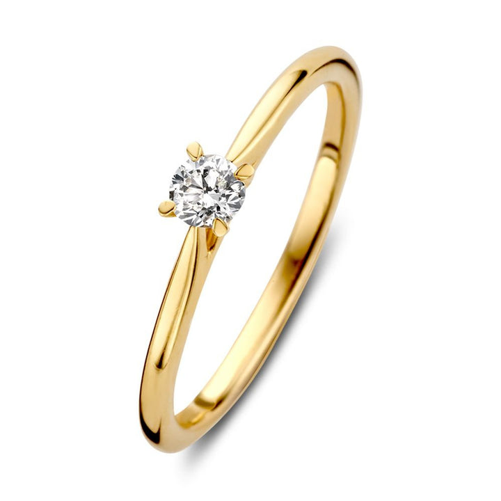 14 Karaat Geelgouden Solitair Ring met 0,17 ct Briljant Geslepen Diamant  RX117257