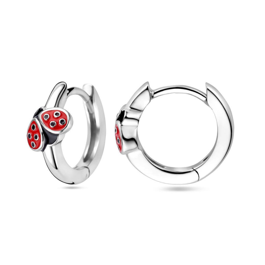 Zilveren Klapoorringen Lieveheersbeestje met Emaille – 13.39080