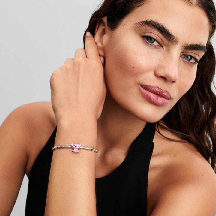 PANDORA 793739C01 Disney Angel sterling silver charm with purple and pink enamel