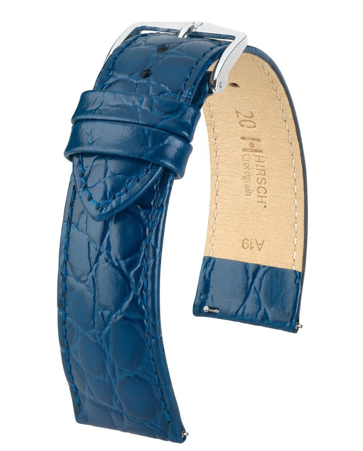 HIRSCH CROCOGRAIN M BLUE CALF 14/12MM