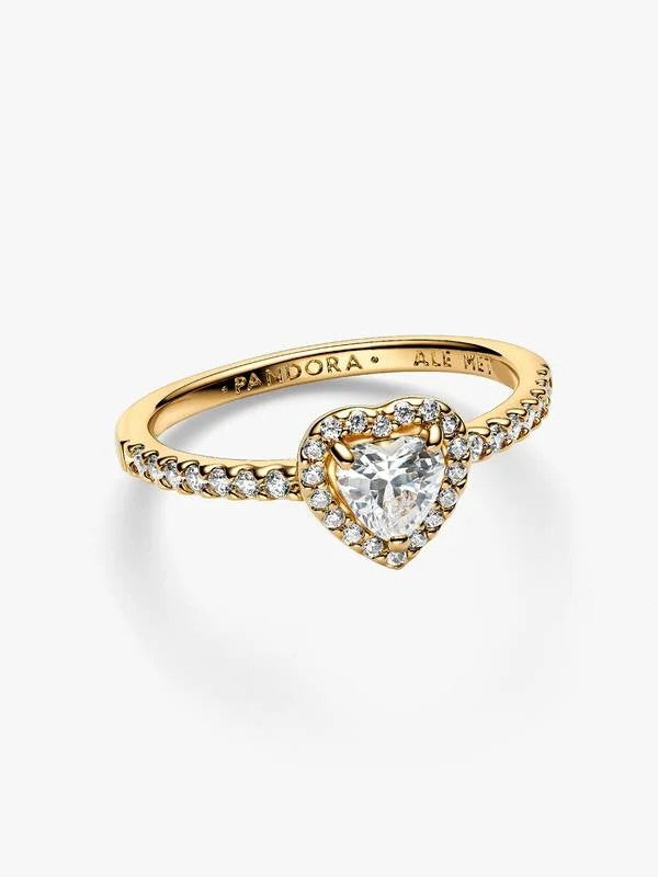 Pandora Ring met Verhoogd Hart Verguld 168421C01