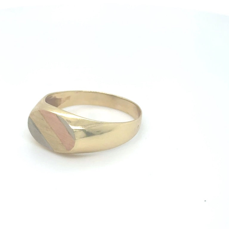 14 kt Tricolor Zegelring 14 x 10 mm
