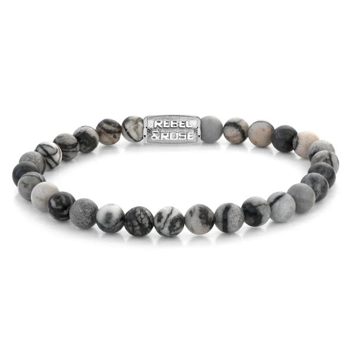 Rebel and Rose Black Wolf RR-60140-S-L Armband 6mm Grijs 19cm