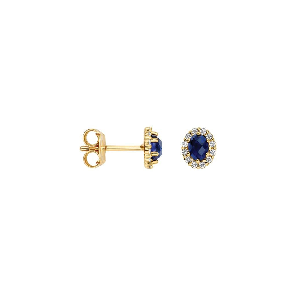 Blush Lab Diamonds Oorknoppen LG7038Y – Geelgoud (14k) met Lab grown Diamant en Lab Grown Saffier