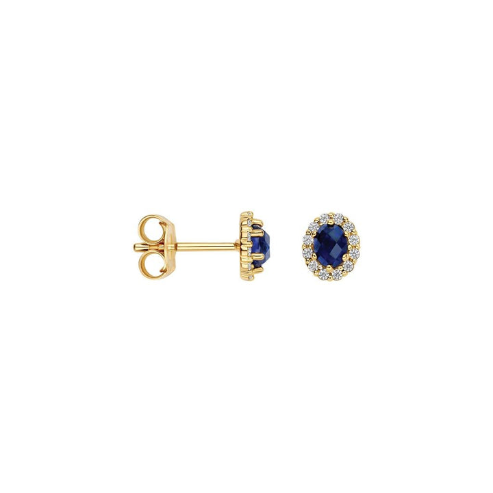 Blush Lab Diamonds Oorknoppen LG7038Y – Geelgoud (14k) met Lab grown Diamant en Lab Grown Saffier