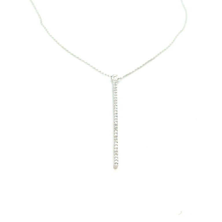 14 karaat witgouden collier met diamant pavé hanger 0,12 ct H/VSI
