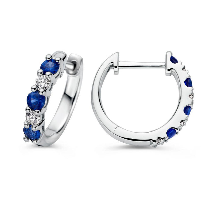 Oorringen witgoud briljant+saffier OG237539