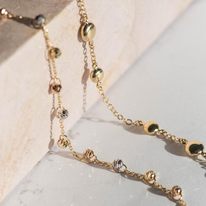 14 kt Geelgouden collier Fantasie met Bolletjes