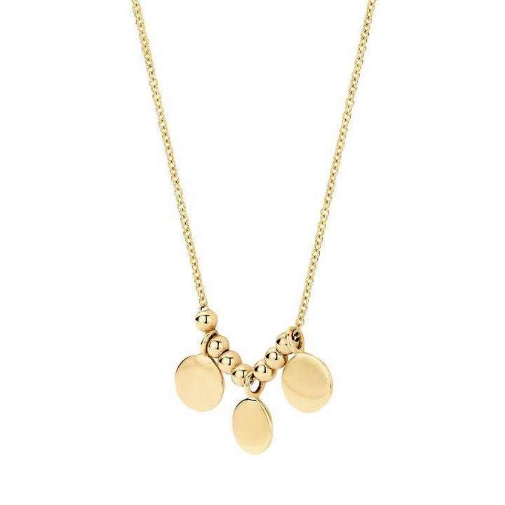 3170YGO Blush geelgouden collier met 3 ronde plaatjes