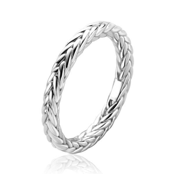 ZINZI zilveren ring met sierlijk gevlochten touw ZIR2553-54