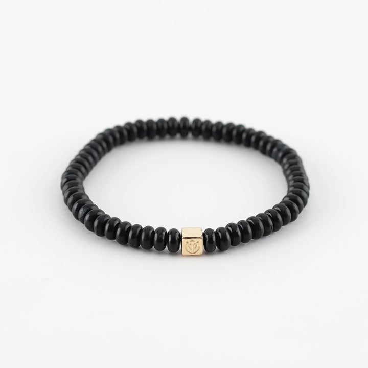 Y&G Men Edelstenen armband | Onyx & 14k goud Cube 8013M-Y