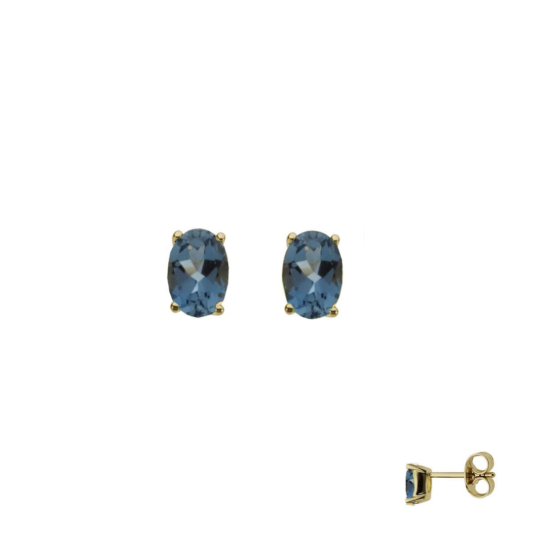 18 kt oorstekers London Blue Topaas