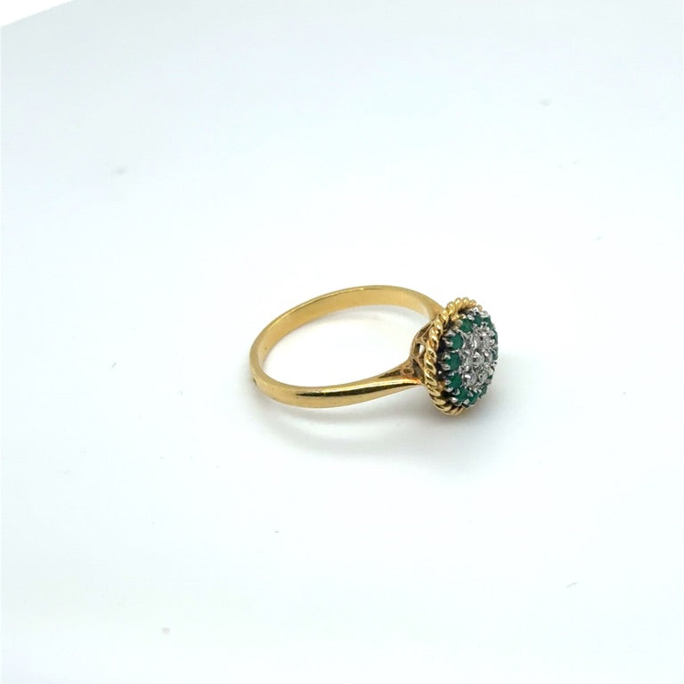 18 Karaat Geelgouden Entourage Ring met Smaragd en Diamant