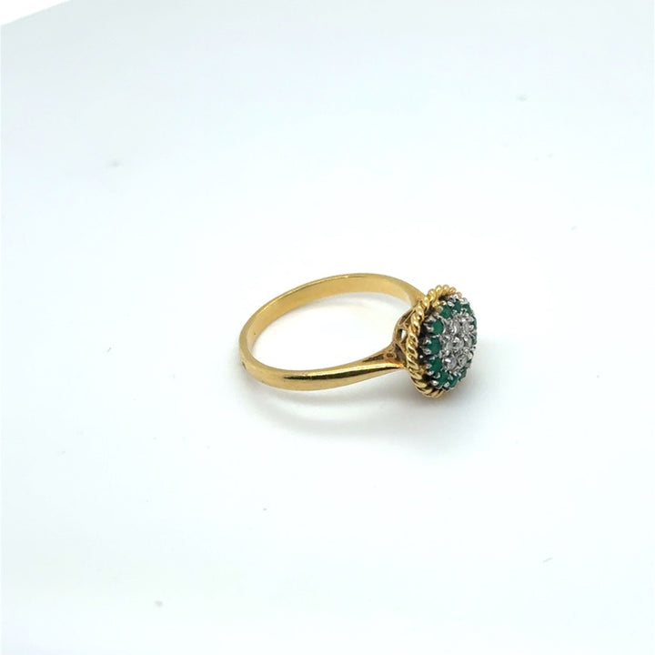18 Karaat Geelgouden Entourage Ring met Smaragd en Diamant