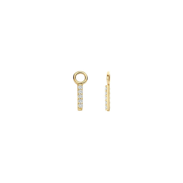 9094YZI Blush geelgouden oorbedels recht staafje met zirconia