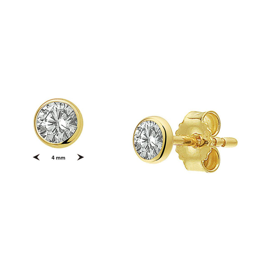 14 kt oorknoppen zirkonia solitair