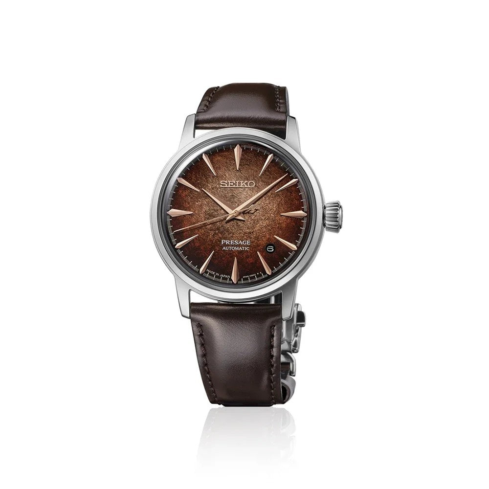 Seiko Presage HCB003J1 Automatisch Herenhorloge Bruin met Leren Horlogeband