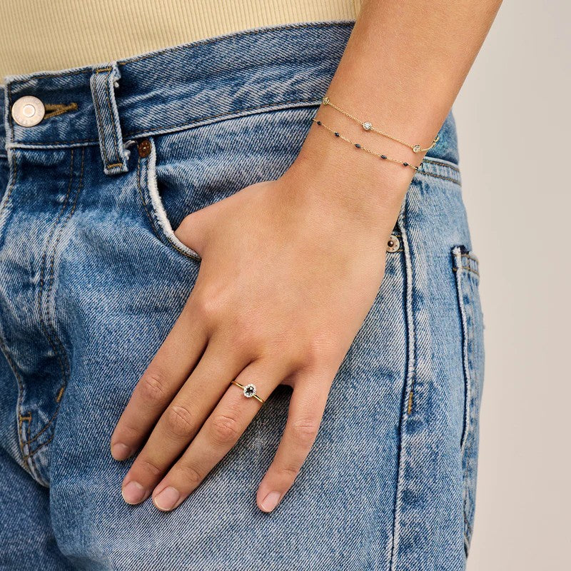 2226YRB Blush geelgouden armband met resin druppels blauw