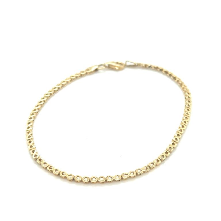 14 karaat geelgouden infinity armband 2 mm 19 cm