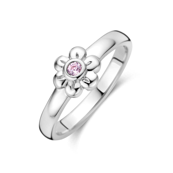 Zilveren ring bloem zirkonia