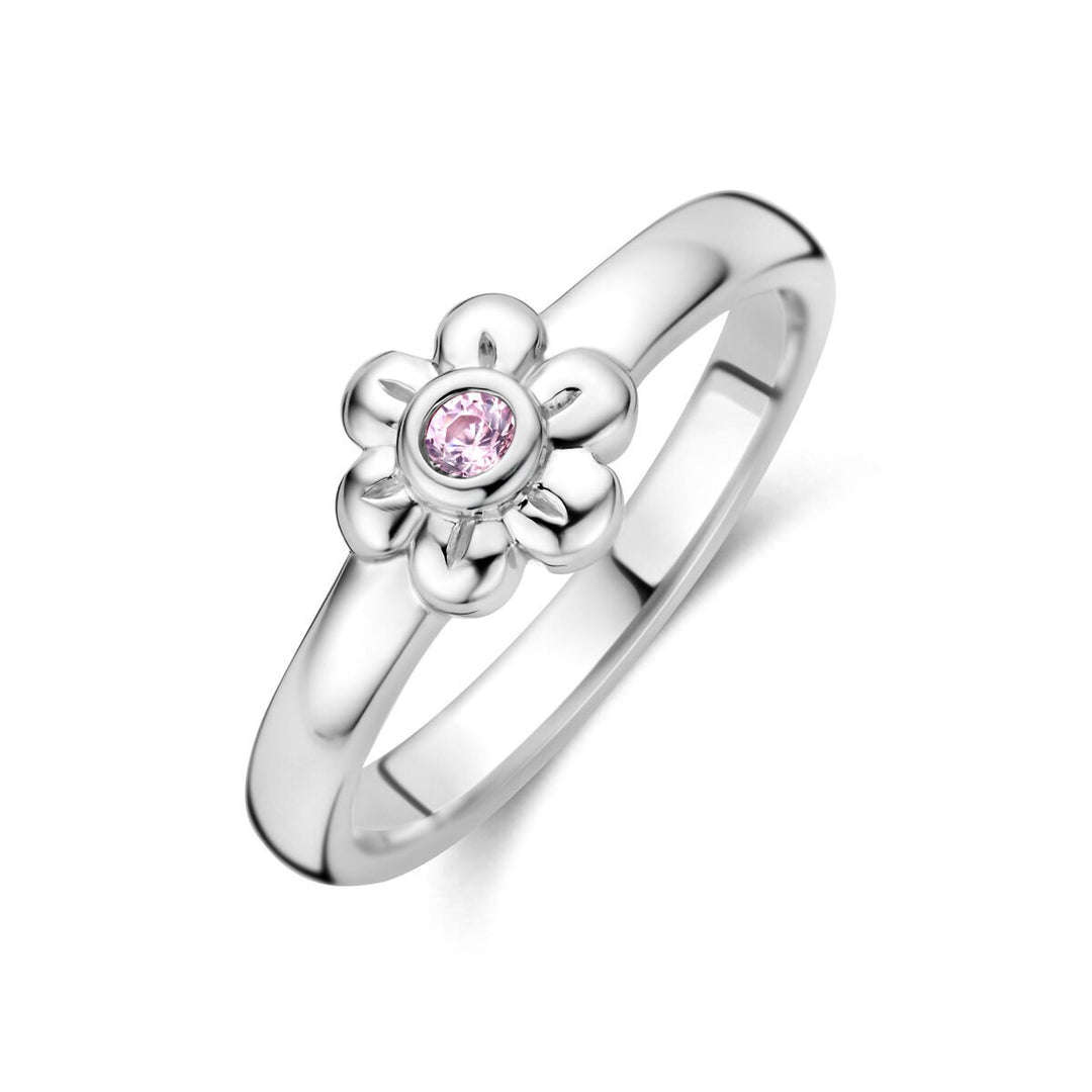 Zilveren ring bloem zirkonia