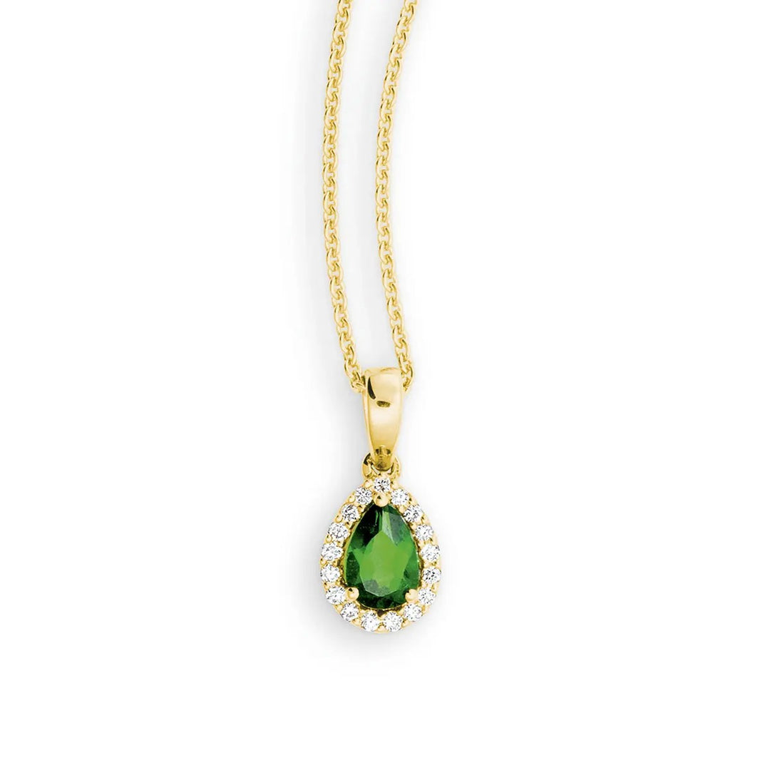 14 Karaat Geelgouden Hanger met 0,45 ct Diopsiet en 0,09 ct Briljant K13451G