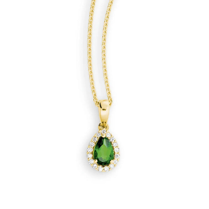 14 Karaat Geelgouden Hanger met 0,45 ct Diopsiet en 0,09 ct Briljant K13451G