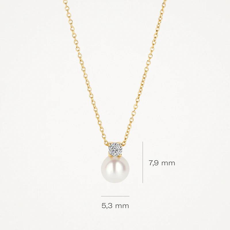 14k Geelgoud Blush Collier met Parel en Zirkonia 3163YPW