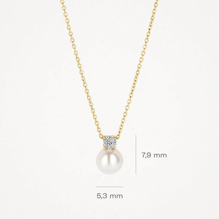 14k Geelgoud Blush Collier met Parel en Zirkonia 3163YPW