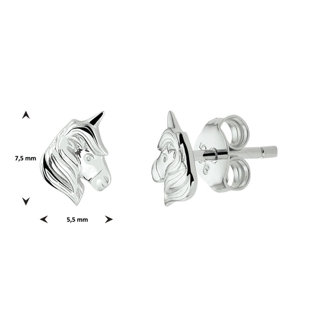 zilveren oorknoppen eenhoorn 7.5 mm