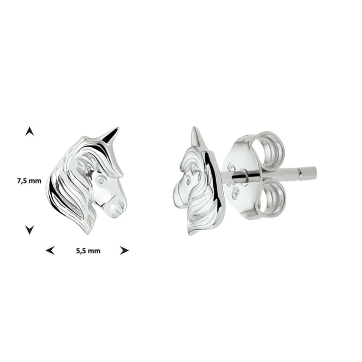 zilveren oorknoppen eenhoorn 7.5 mm