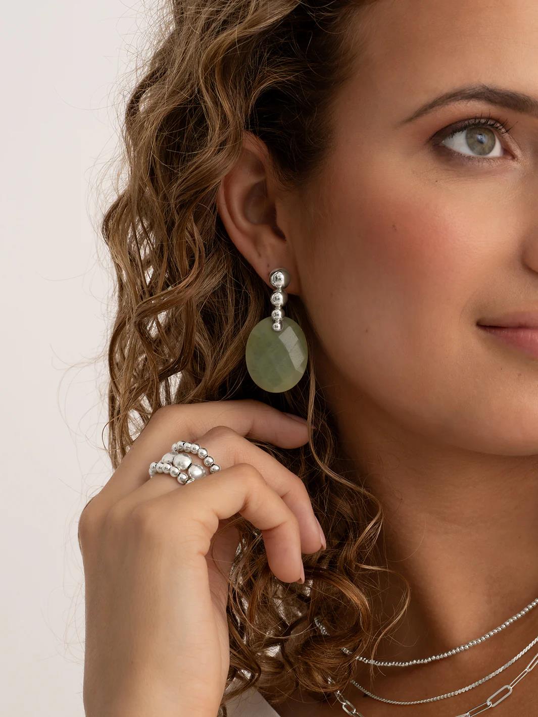 Sparkling Jewels Bubble Push Back Oorbellen Rhodium Plated – EAS34