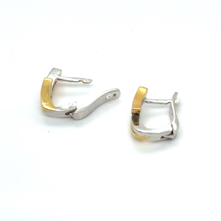 14 kt Bicolor Oorringen met Diamant – Occasion