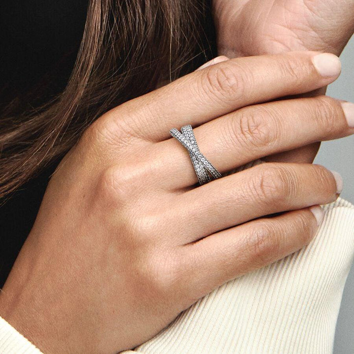 Pandora Timeless Pavé Gekruiste Dubbele Bandring