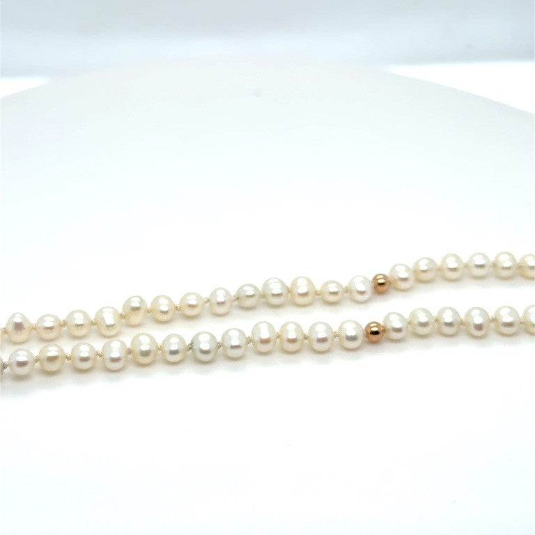 Zoetwater Parelarmband met 14 Karaat Roségouden Beads – 18 cm